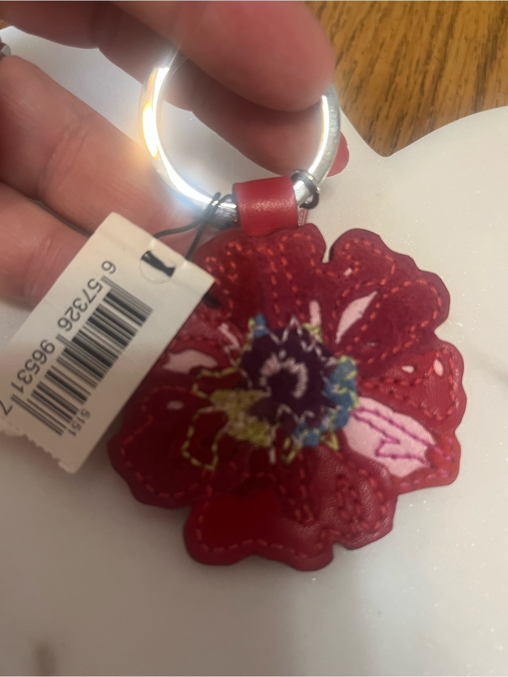 COACH Red single poppy style 393 Leather Keychain Charm new with 🏷️ - Picture 5 of 5